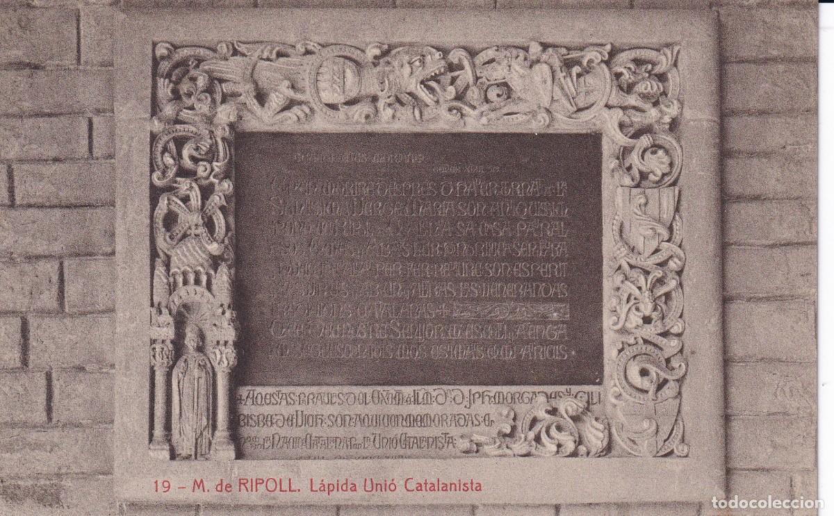 RIPOLL - MONASTERIO DE SANTA MARIA. LÁPIDA UNIÓ CATALANISTA