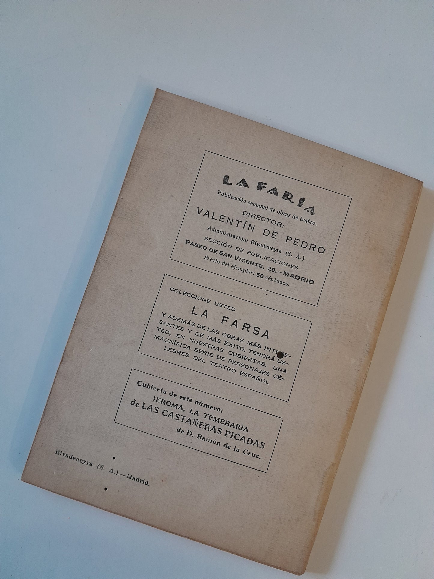 REVISTA DE TEATRO LA FARSA: SIXTO SEXTO, DE ANTONIO PASO Y ANTONIO ESTREMERA - AÑO 3, NÚM. 113 (9 NOVIEMBRE 1929)