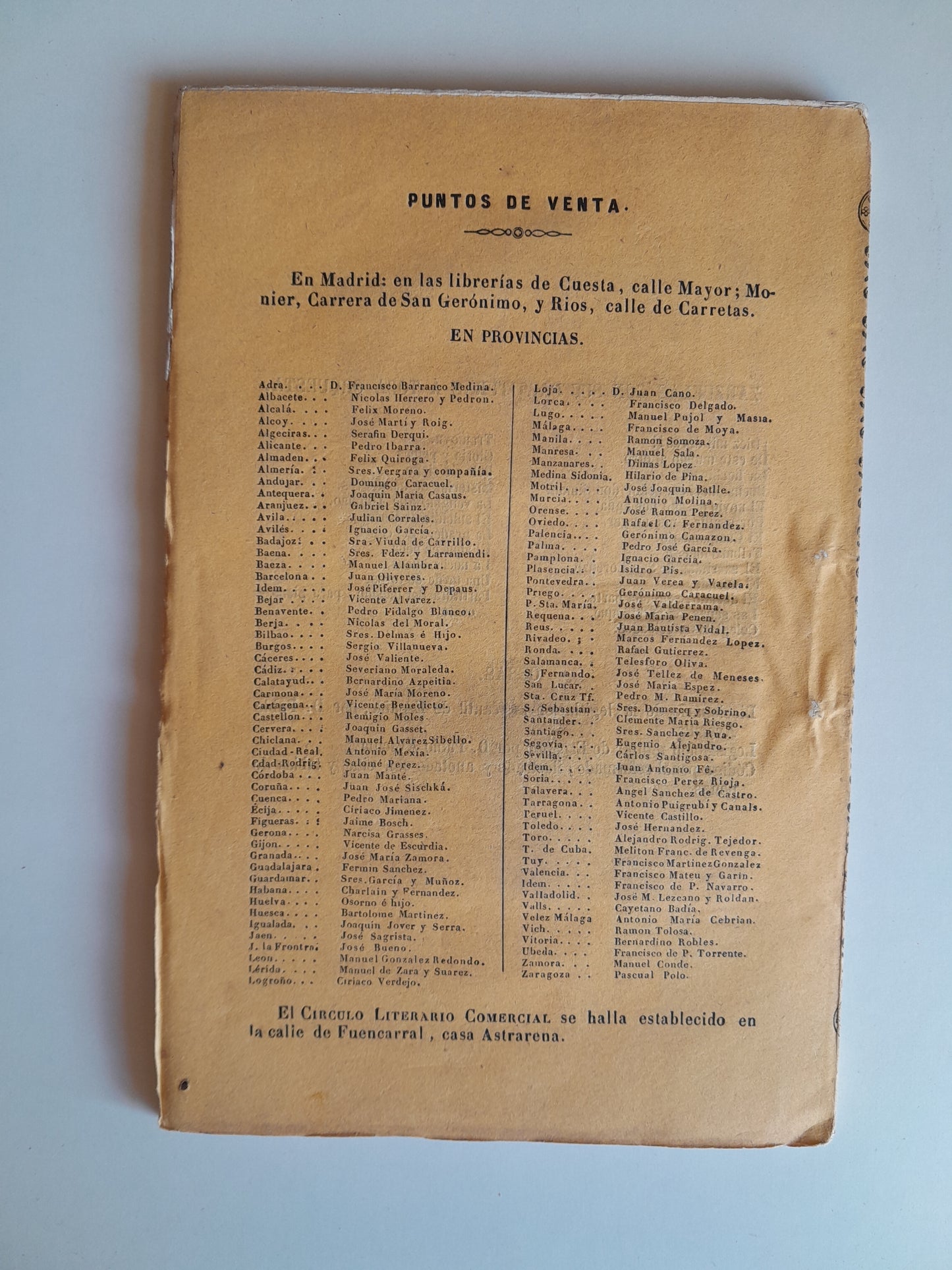 LA CENIZA EN LA FRENTE - TOMÁS RODRÍGUEZ RUBÍ (TIP. S. OMAÑA 'LA ESPAÑA DRAMÁTICA', 1849)