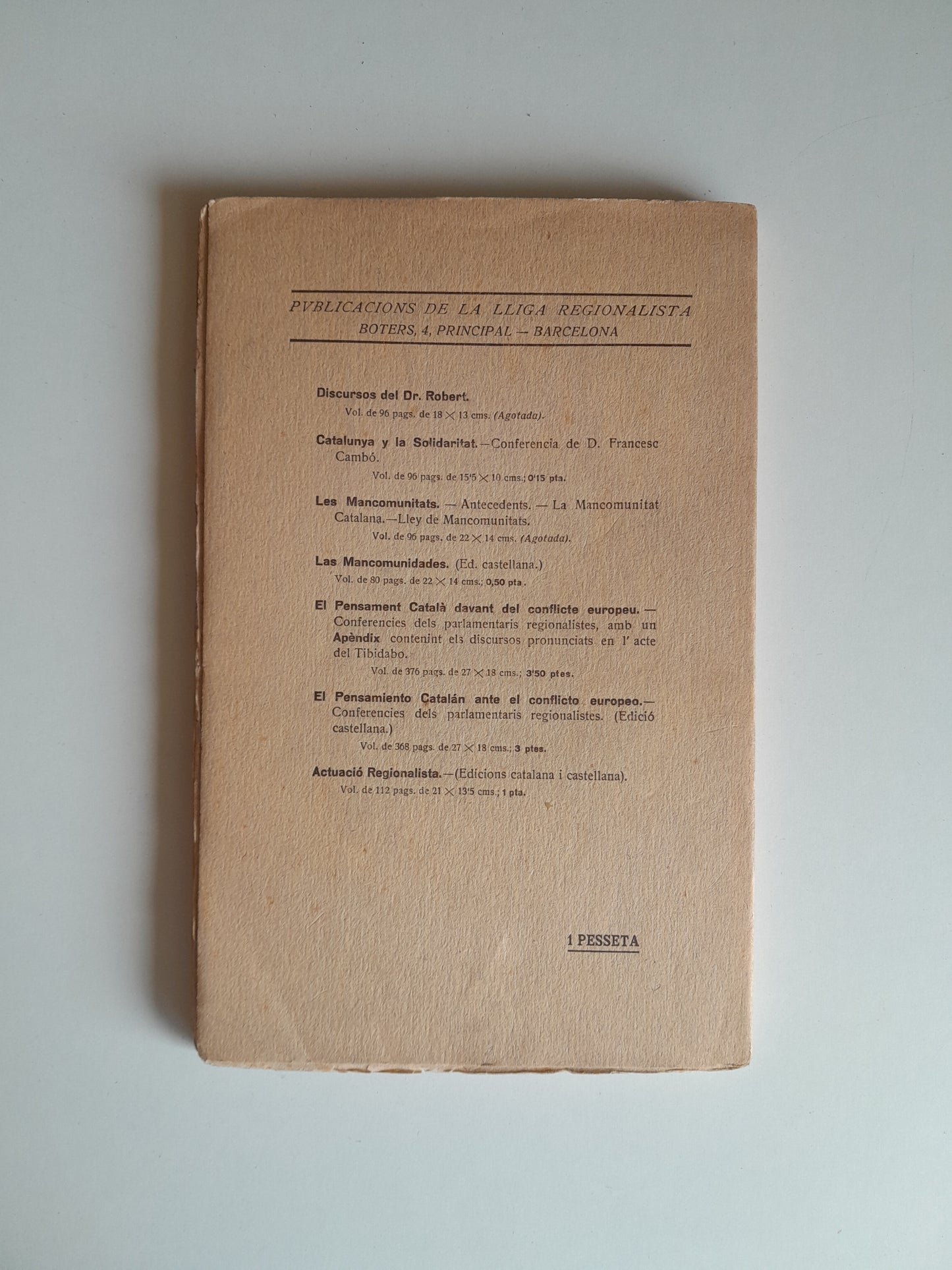 ACTUACIÓ REGIONALISTA - FRANCESC CAMBÓ (LLIGA REGIONALISTA, 1915)