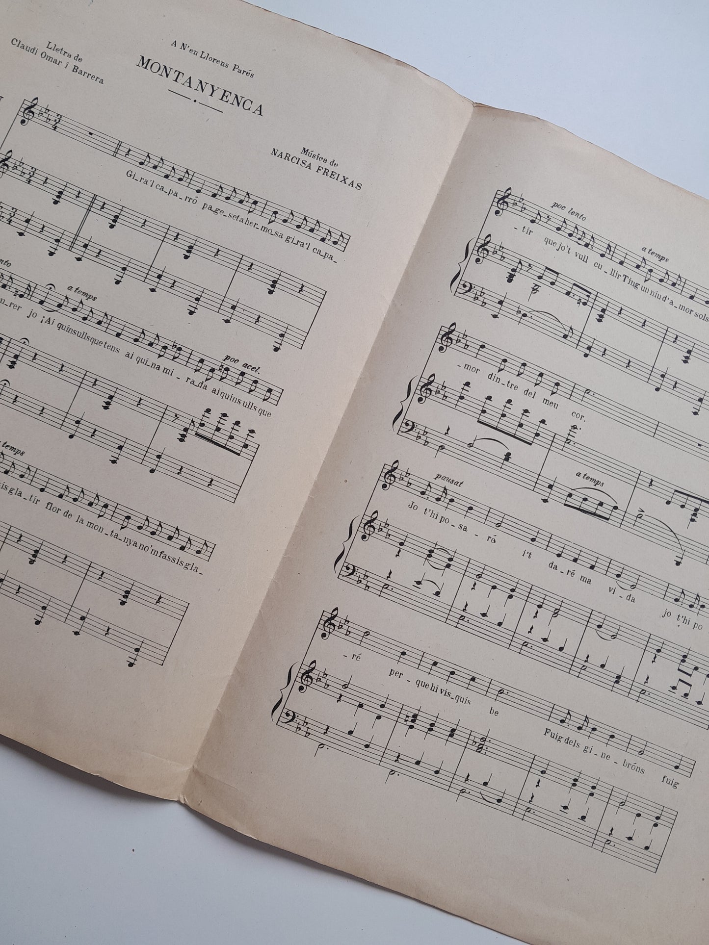 PARTITURA 'MONTANYENCA, CANÇO CATALANA' - CLAUDI OMAR BARRERA I NARCISA FREIXAS (c.1920)
