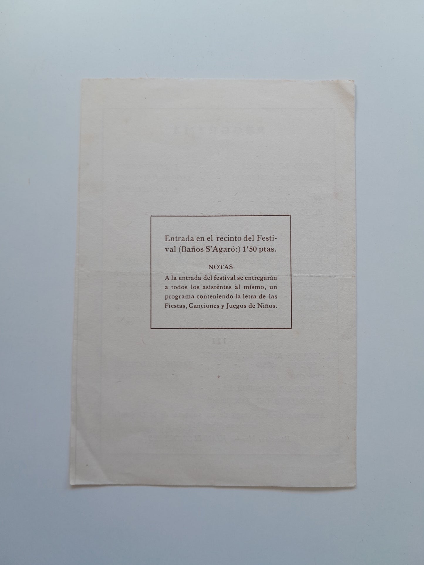 PROGRAMA FESTIVAL DE RÍTMICA Y PLÁSTICA BANYS DE S'AGARÓ (SANT FELIU DE GUÍXOLS, 1929)