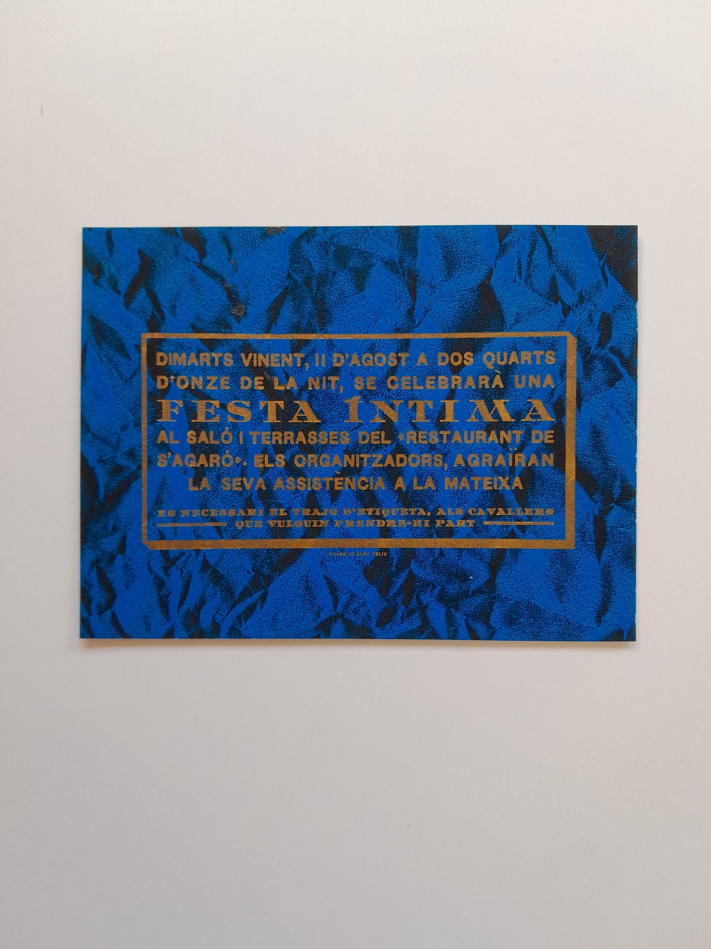 INVITACIÓ FESTES ÍNTIMES S'AGARÓ (SANT FELIU DE GUÍXOLS, 1932)