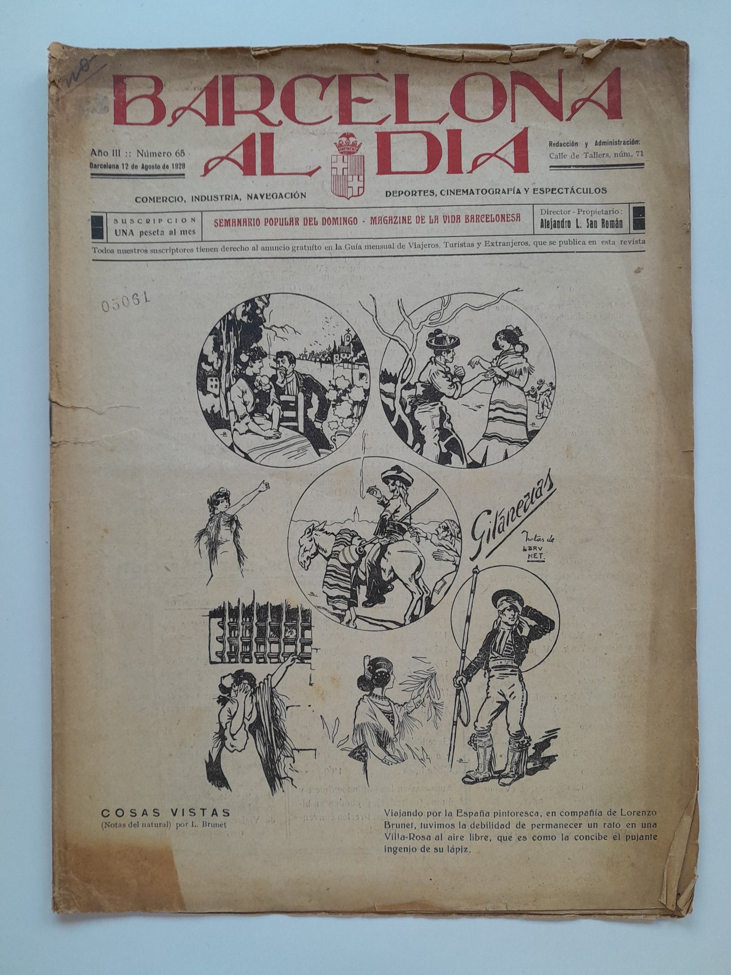 BARCELONA AL DIA (BARCELONA) - ANY 3, NÚM. 65 (12 AGOST 1928)