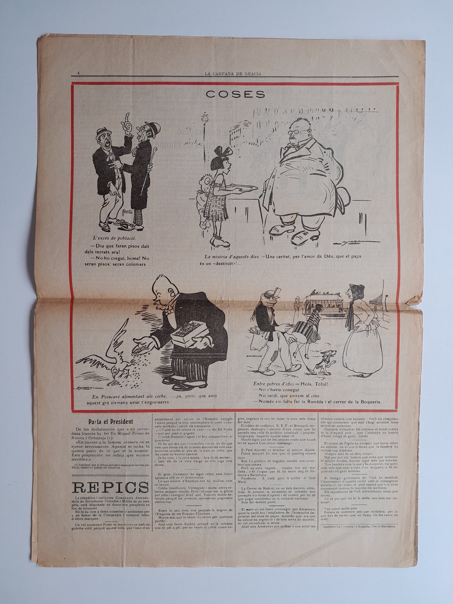 LA CAMPANA DE GRÀCIA (BARCELONA) - ANY 54, NÚM. 2795 (13 GENER 1923)