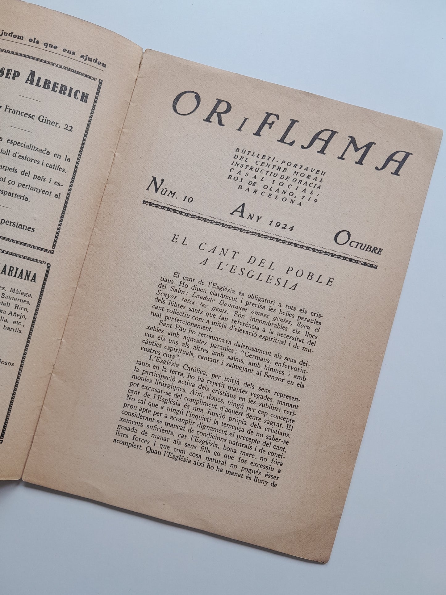 OR I FLAMA. BUTLLETÍ CENTRE MORAL INSTRUCTIU DE GRÀCIA (BARCELONA) - NÚM. 10 (OCTUBRE 1924)