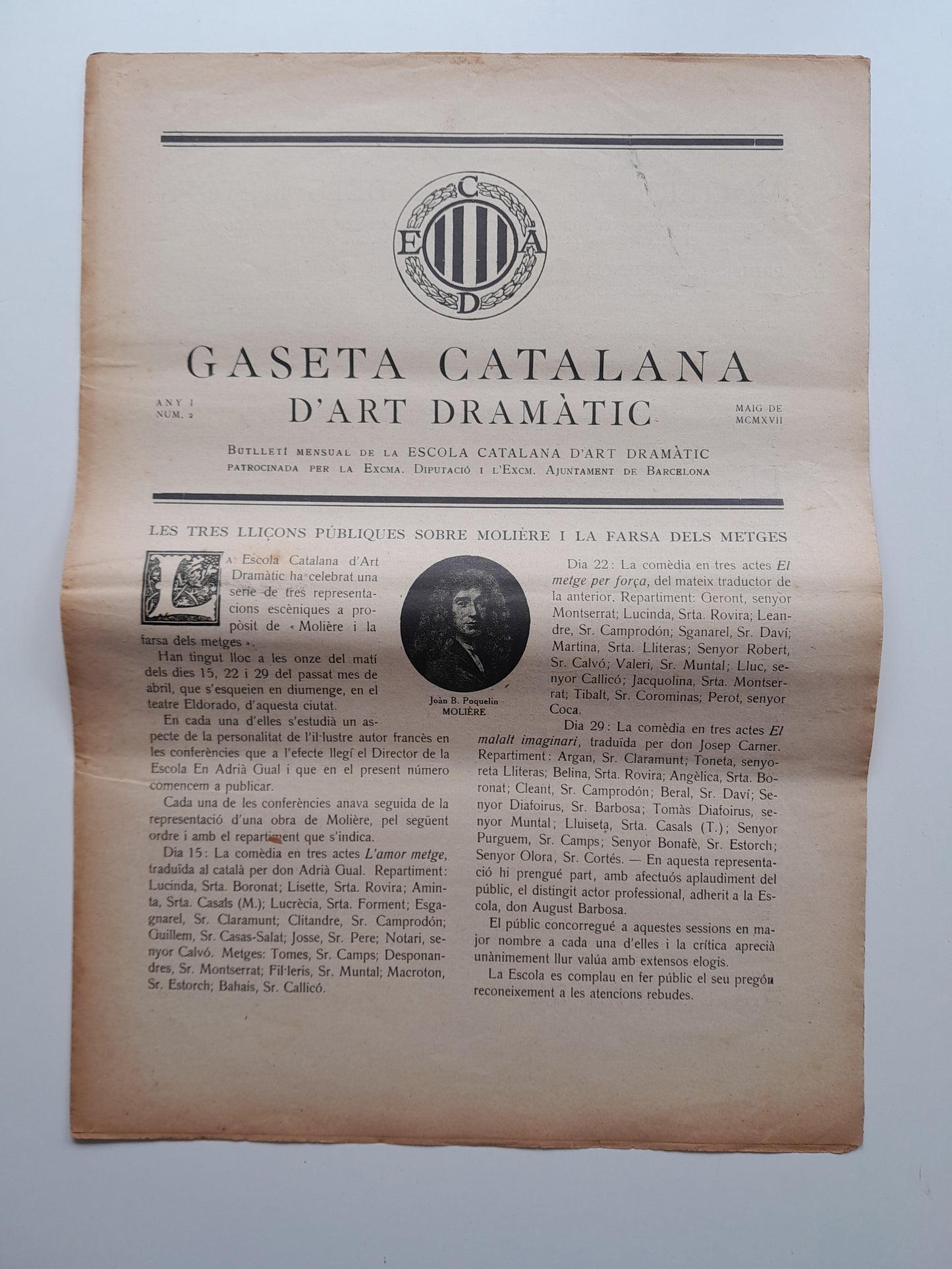 GASETA CATALANA D'ART DRAMÀTIC (BARCELONA) - ANY 1, NÚM. 2 (MAIG 1917)
