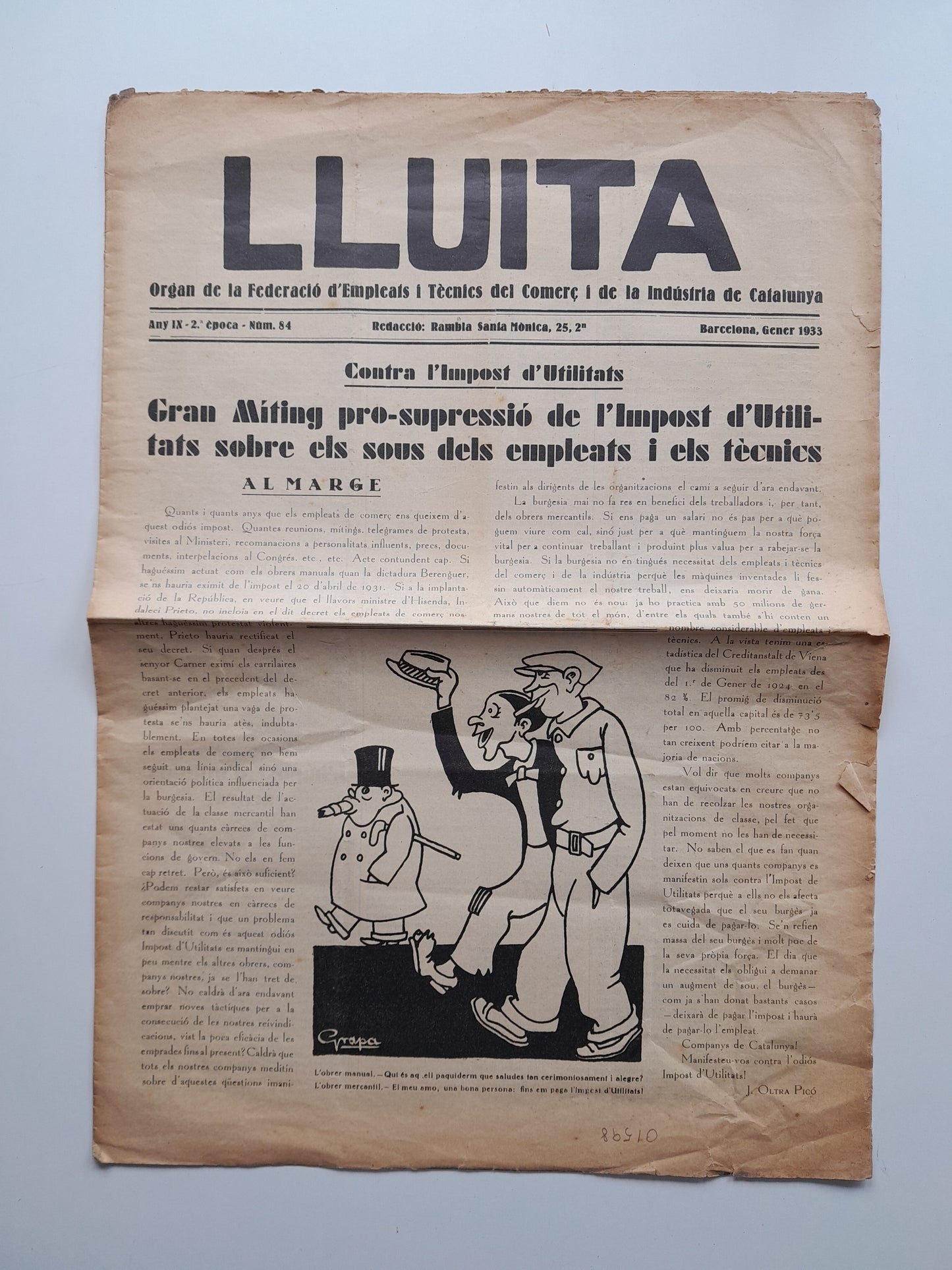 LLUITA (BARCELONA) - ANY 9, NÚM. 84 (GENER 1933)