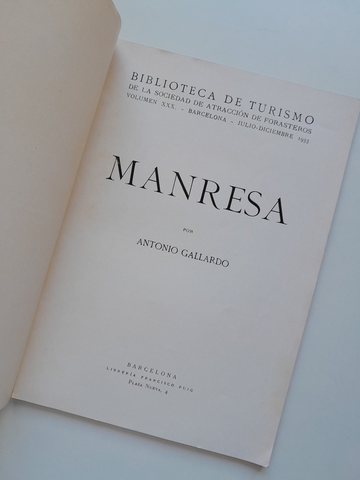 MANRESA - ANTONIO GALLARDO (LIB. FRANCISCO PUIG, c.1930)