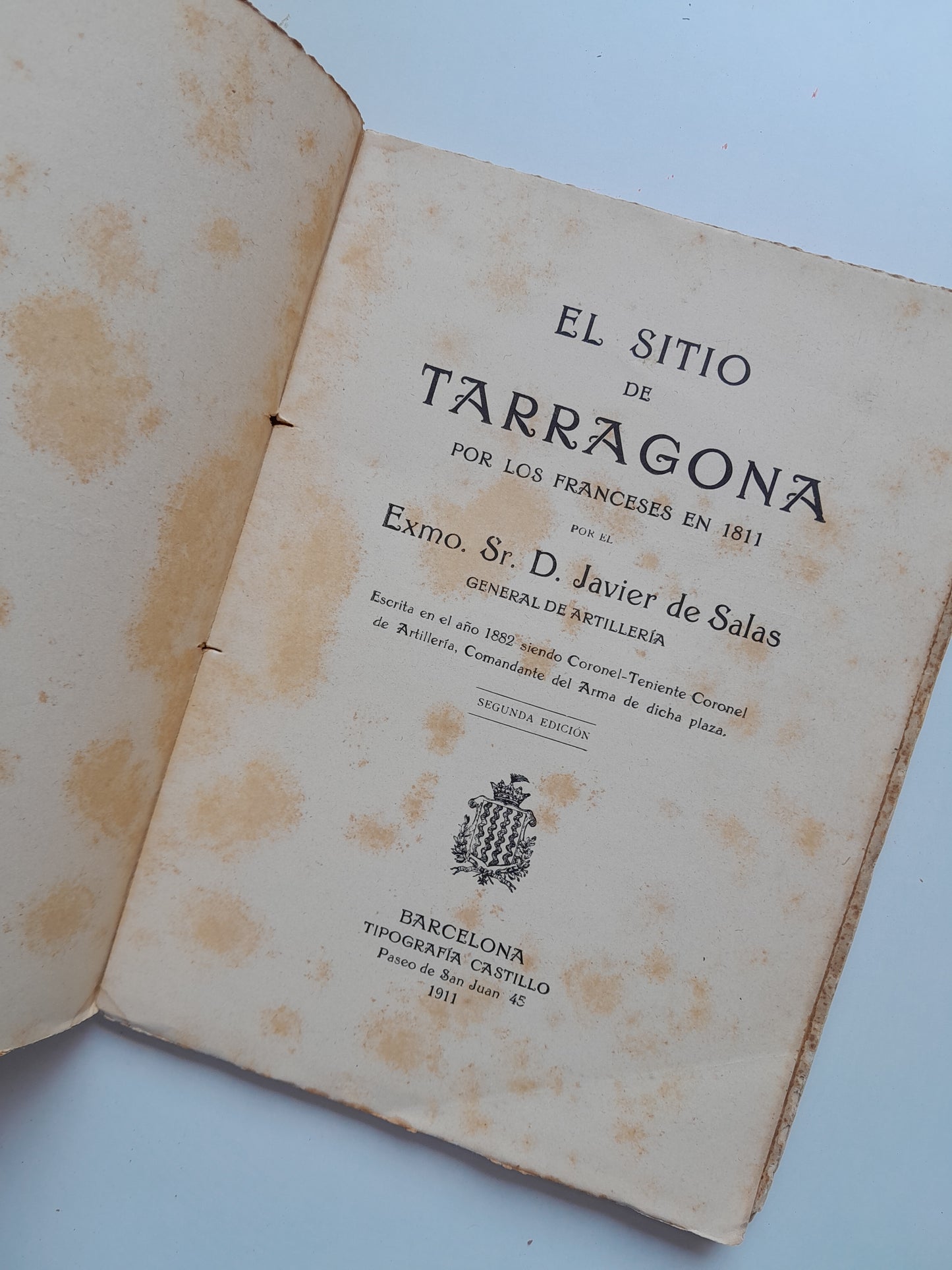 EL SITIO DE TARRAGONA POR LOS FRANCESES EN 1811 - JAVIER DE SALAS (TIP. CASTILLO, 1911)