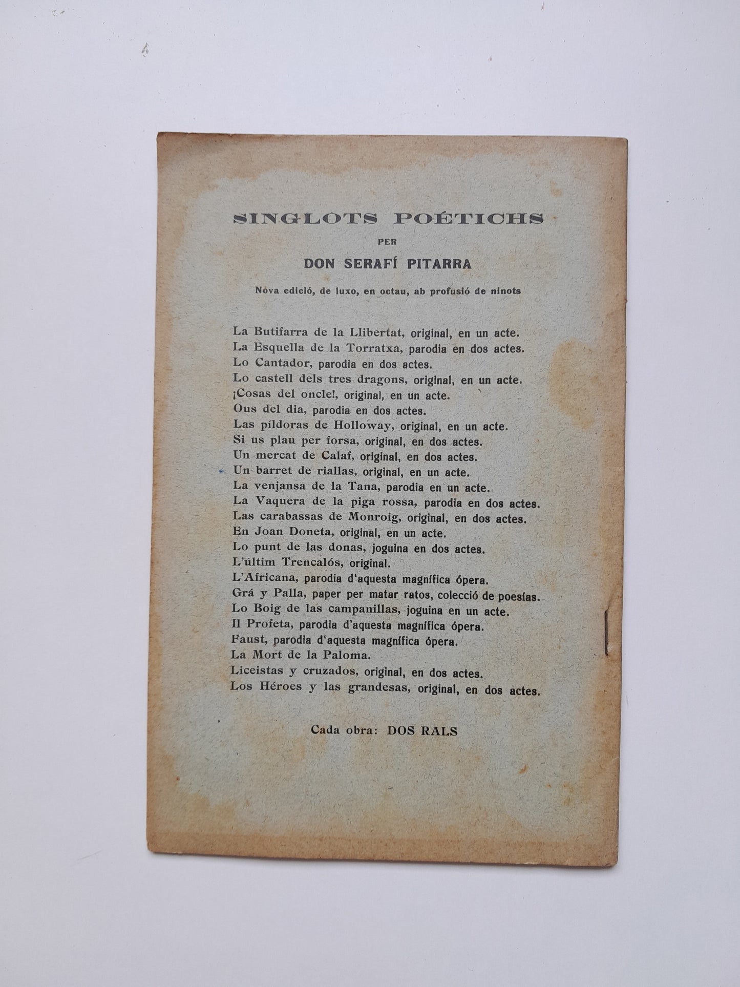UN BARRET DE RIALLAS - SERAFÍ PITARRA (LIB. ESPANYOLA DE LÓPEZ, c.1890)