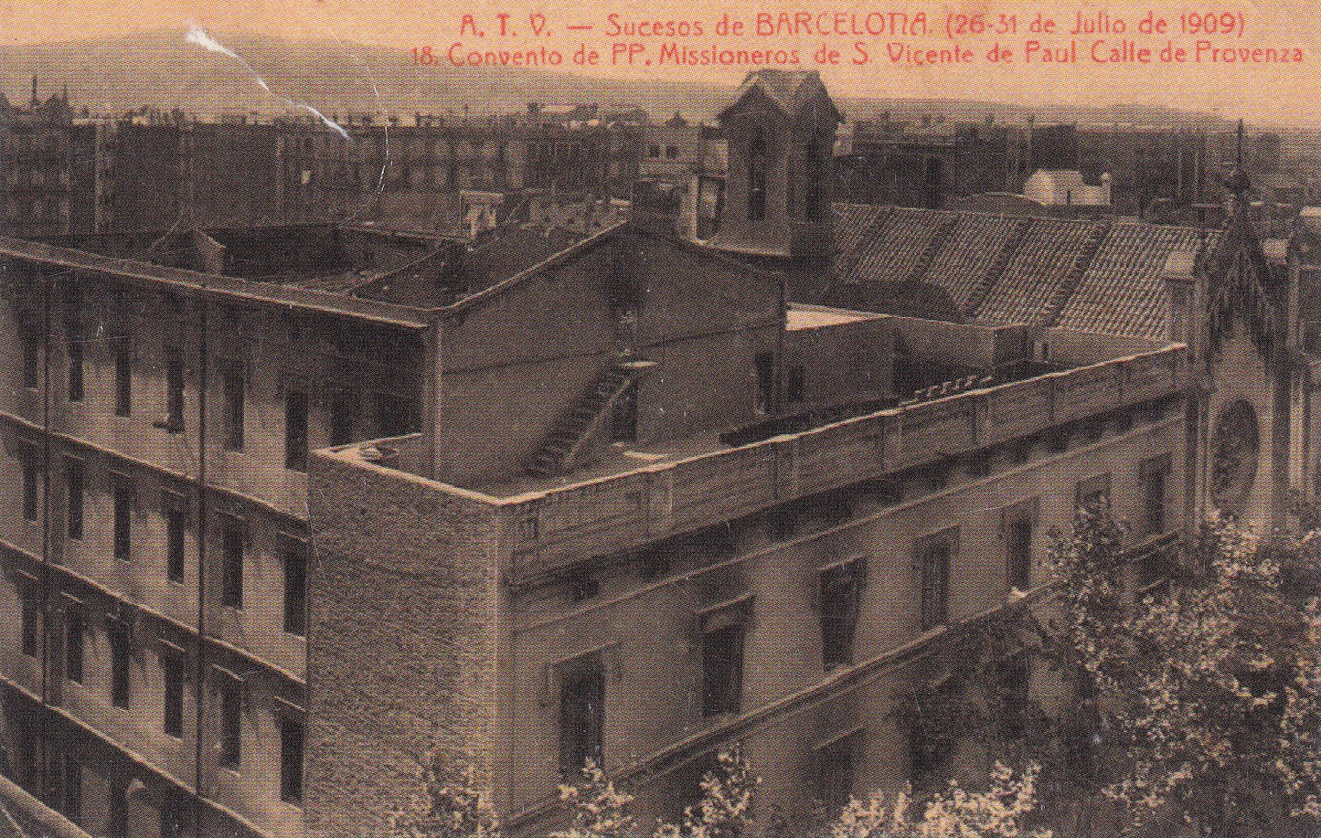 BARCELONA - SUCESOS DE BARCELONA. 18. CONVENTO DE PP. MISIONEROS DE S. VICENTE DE PAUL