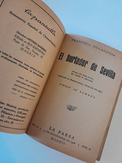 REVISTA DE TEATRO LA FARSA:EL BURLADOR DE SEVILLA, DE FRANCISCO VILLAESPESA - AÑO 2, NÚM. 61 (3 NOVIEMBRE 1928)