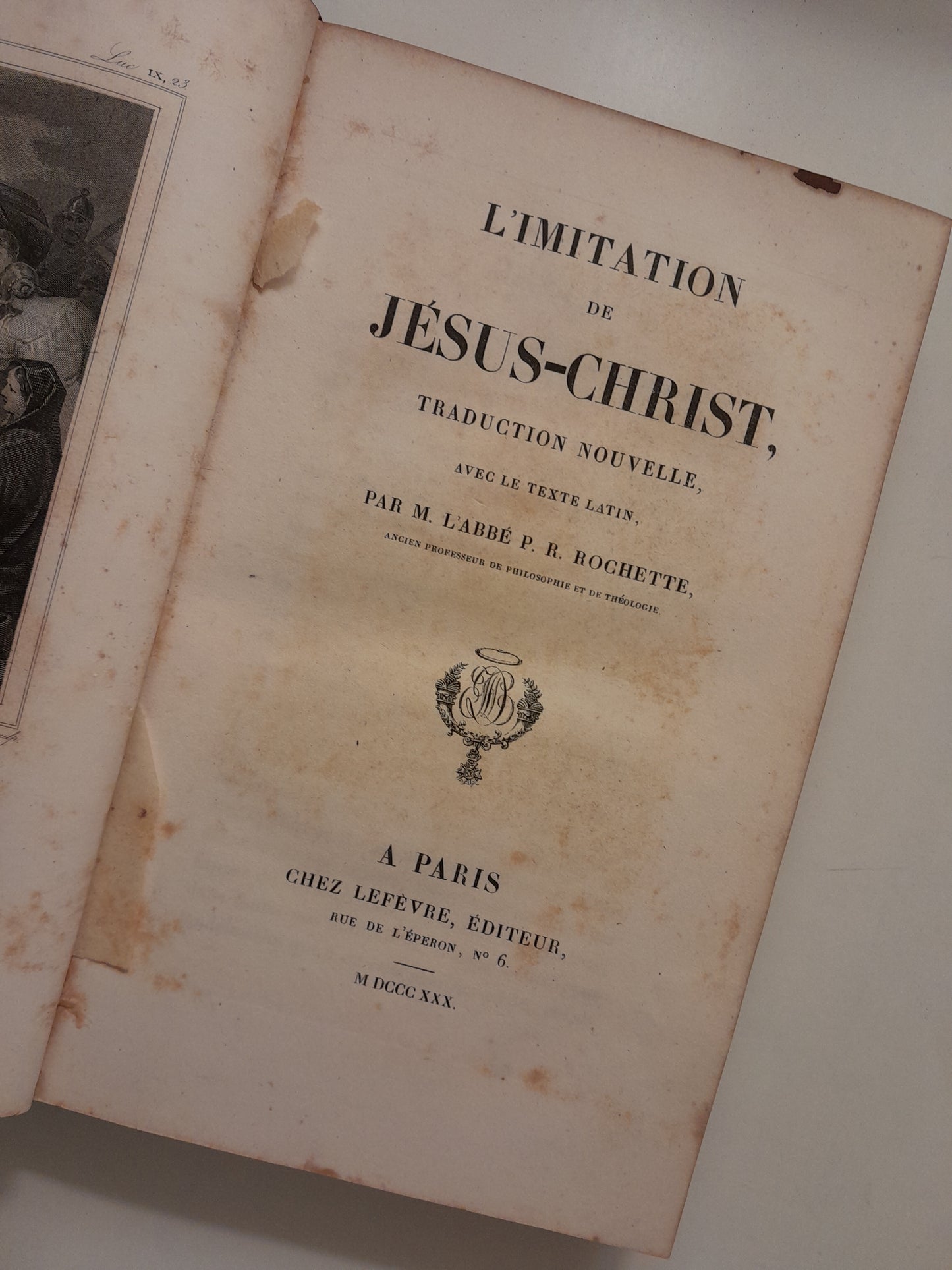 L'IMITATION DE JÉSUS-CHRIST - P. R. ROCHETTE (CHEZ LEFÈVRE, 1830)