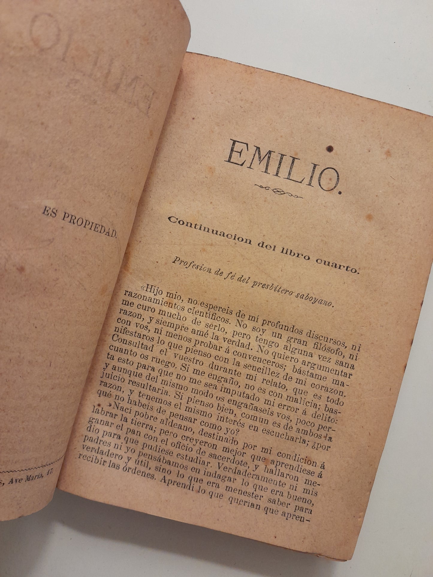 EMILIO O DE LA EDUCACIÓN (COMPLETA 2 TOMOS) - J. J. ROUSSEAU (LIB. ANTONIO NOVO, 1879)