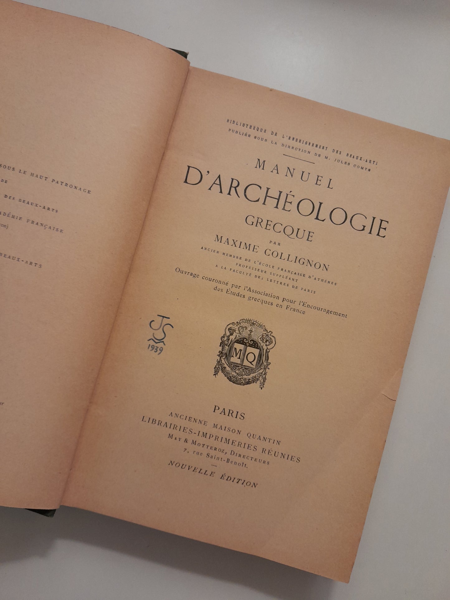 LA ARQUEOLOGÍA GRIEGA - MAXIME COLLIGNON (ANCIENNE MAISON QUANTIN, 1881)