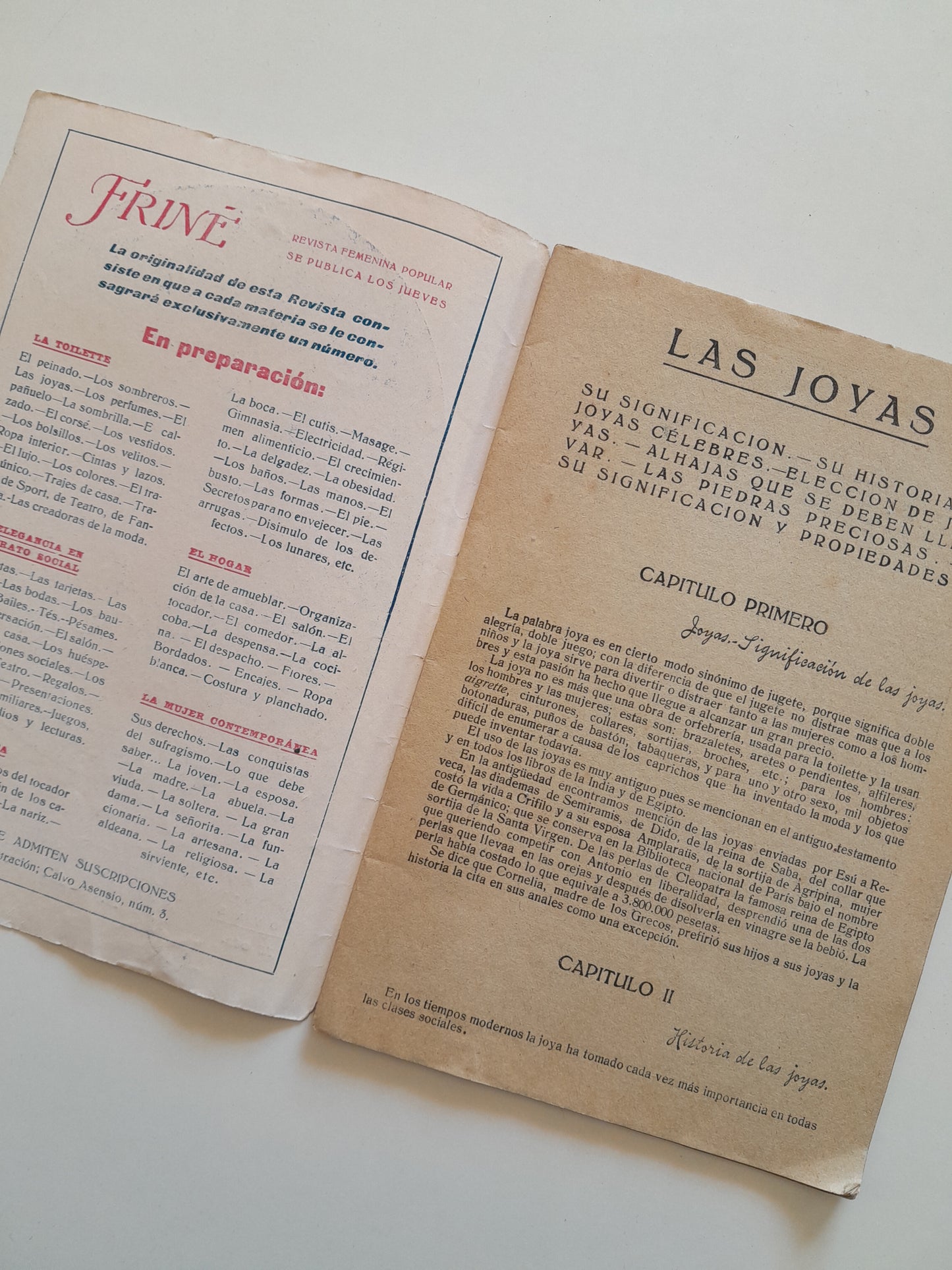 REVISTA FEMENINA FRINÉ: LAS JOYAS - AÑO 1, NÚM. 10 (ABRIL 1918)
