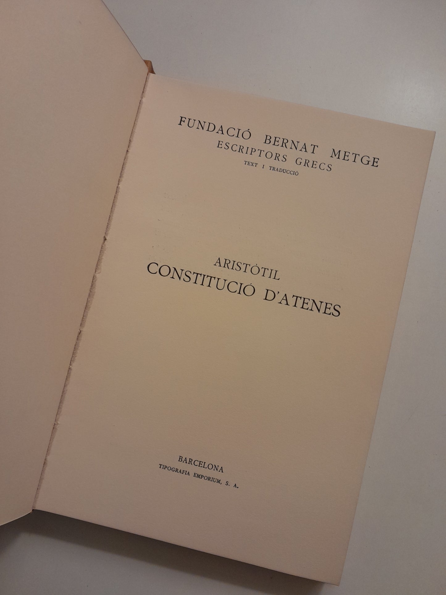 POÈTICA / CONSTITUCIÓ D'ATENES - ARISTÒTIL (BERNAT METGE, 1926)