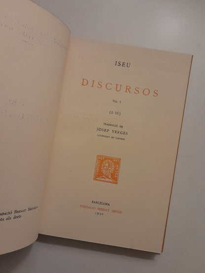 DISCURSOS I - ISEU (BERNAT METGE, 1930)