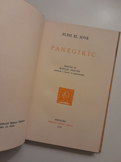 PANEGÍRIC - PLINI EL JOVE (BERNAT METGE, 1932)