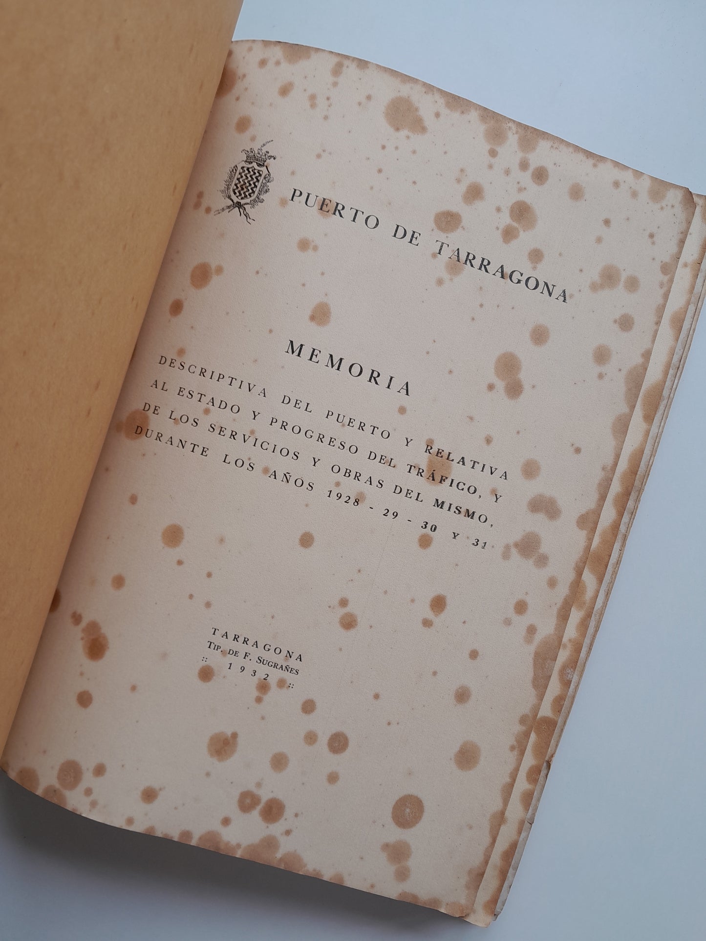 MEMORIA DESCRIPTIVA DEL PUERTO DE TARRAGONA (1928-1931)