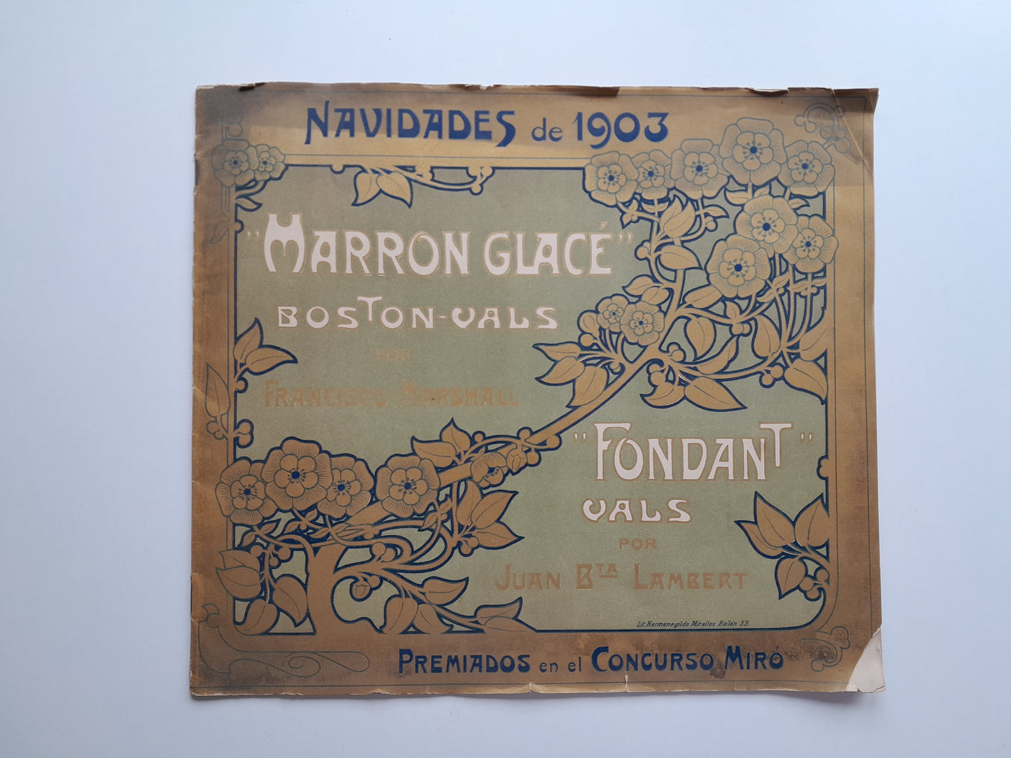 PARTITURA NAVIDADES 1903: 'MARRON GLACÉ BOSTON-VALS' Y 'FONDANT VALS' (1903)