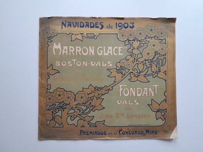 PARTITURA NAVIDADES 1903: 'MARRON GLACÉ BOSTON-VALS' Y 'FONDANT VALS' (1903)