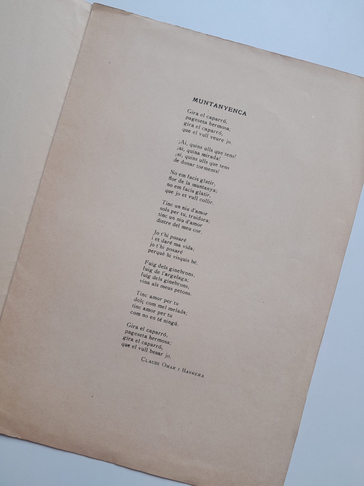 PARTITURA 'MONTANYENCA, CANÇO CATALANA' - CLAUDI OMAR BARRERA I NARCISA FREIXAS (c.1920)
