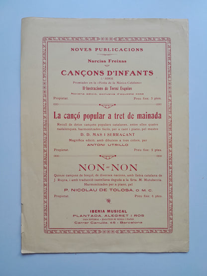 PARTITURA 'MONTANYENCA, CANÇO CATALANA' - CLAUDI OMAR BARRERA I NARCISA FREIXAS (c.1920)