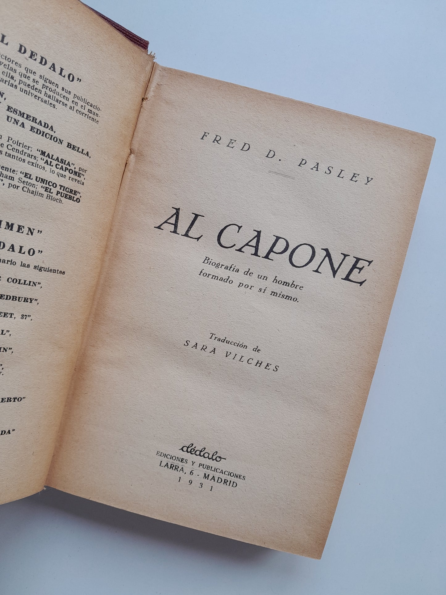 AL CAPONE - FRED D. PASLEY (DÉDALO, 1931)