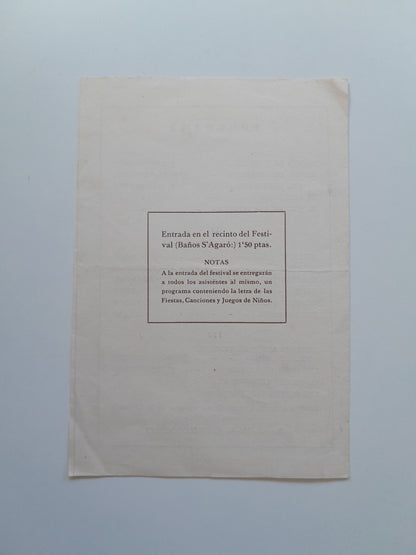 PROGRAMA FESTIVAL DE RÍTMICA Y PLÁSTICA BANYS DE S'AGARÓ (SANT FELIU DE GUÍXOLS, 1929)