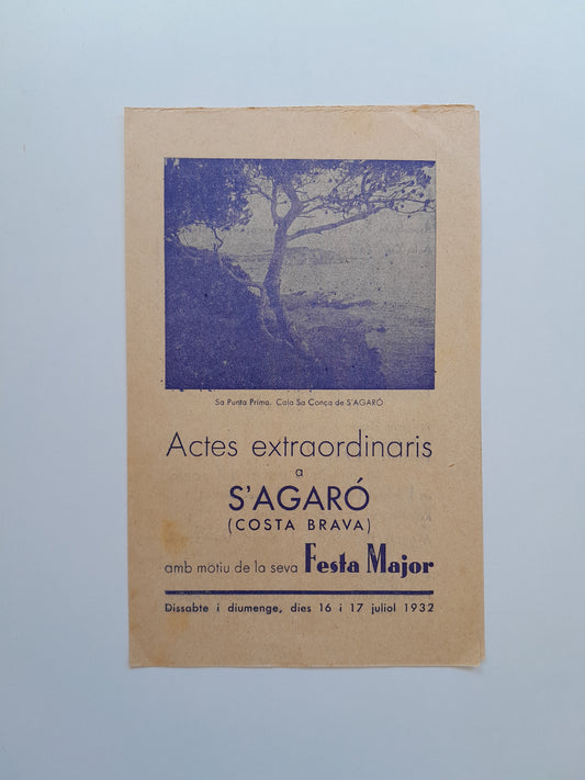 PROGRAMA FESTA MAJOR DE S'AGARÓ (SANT FELIU DE GUÍXOLS, 1932)