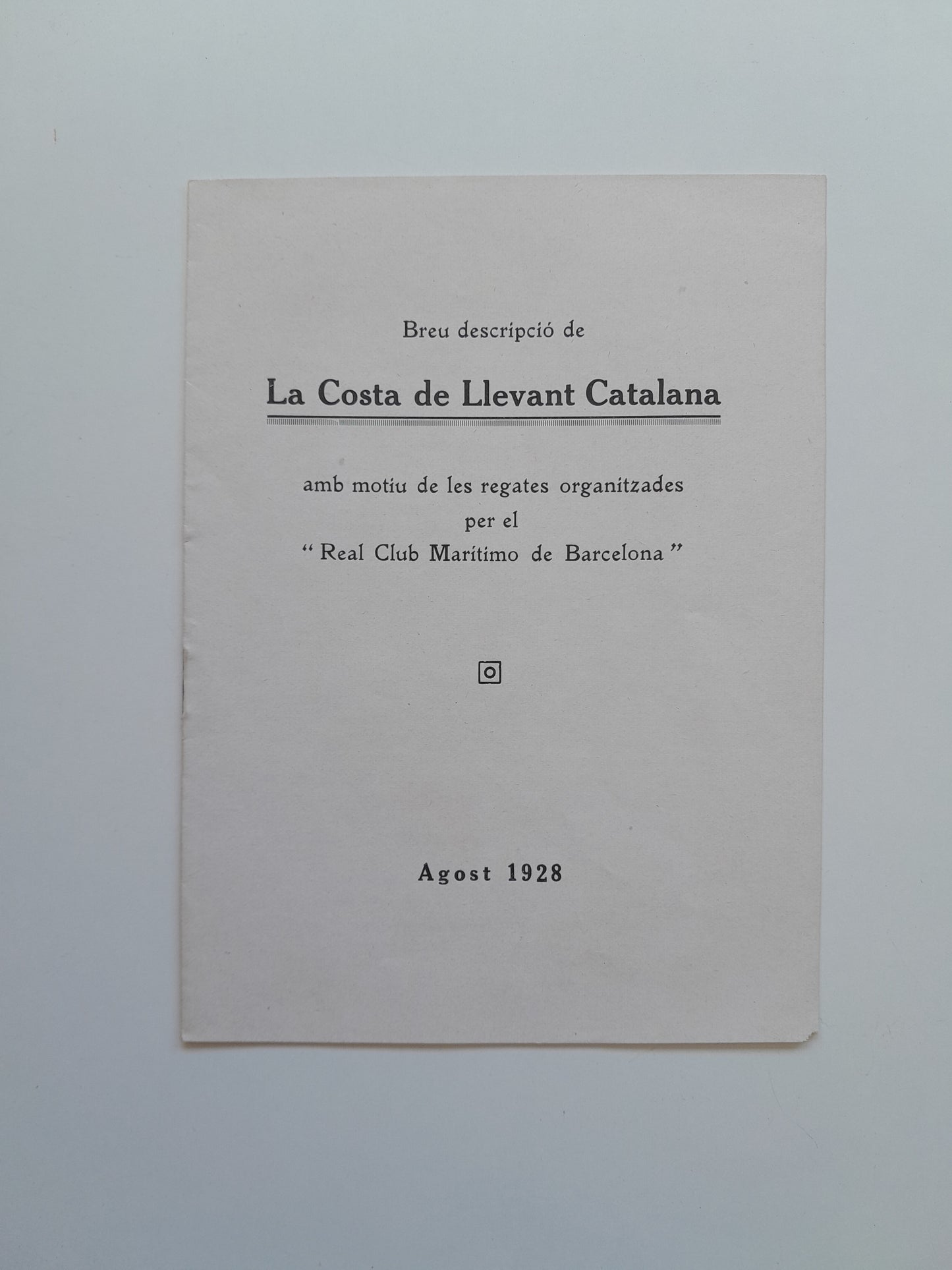 BREU DESCRIPCIÓ DE LA COSTA DE LLEVANT CATALANA (1928)