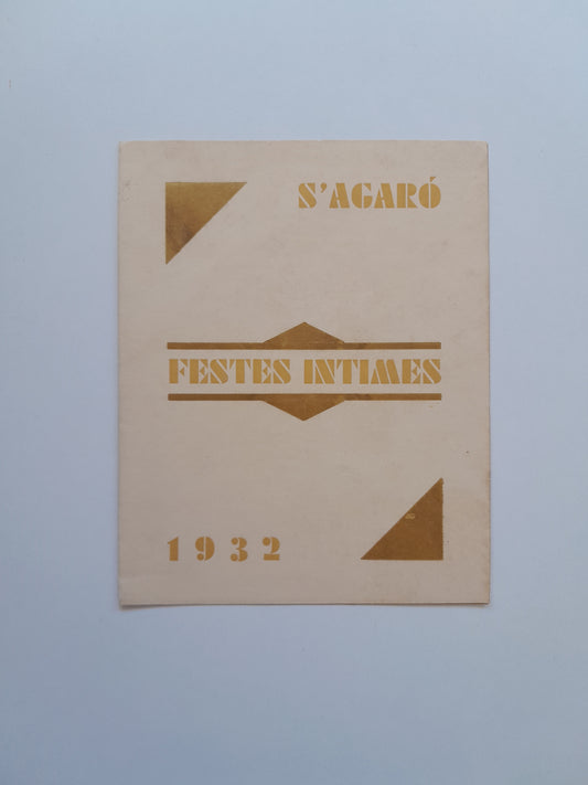 INVITACIÓ FESTES ÍNTIMES S'AGARÓ (SANT FELIU DE GUÍXOLS, 1932)