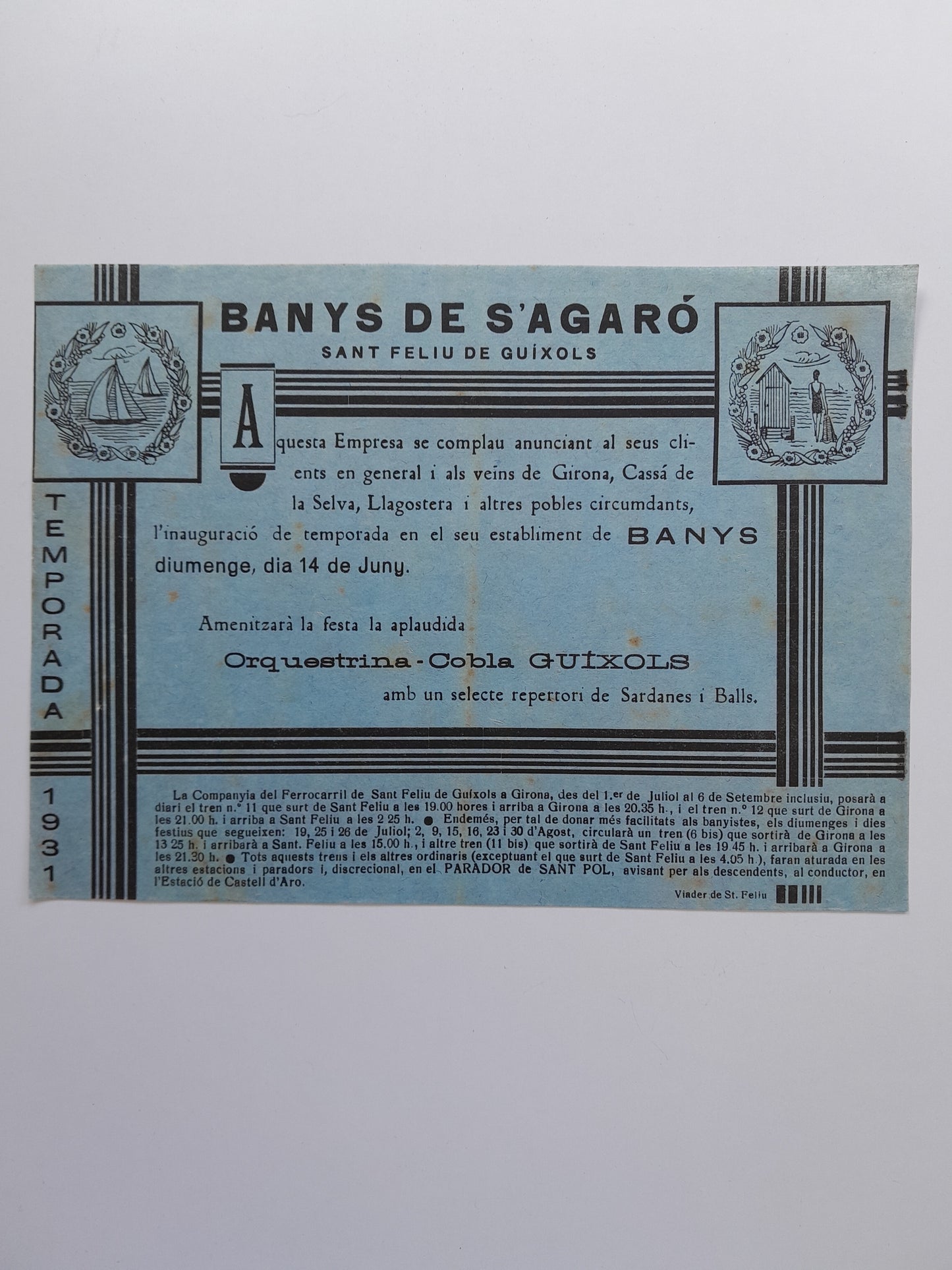 INAUGURACIÓ TEMPORADA BANYS DE S'AGARÓ (SANT FELIU DE GUÍXOLS, 1931)