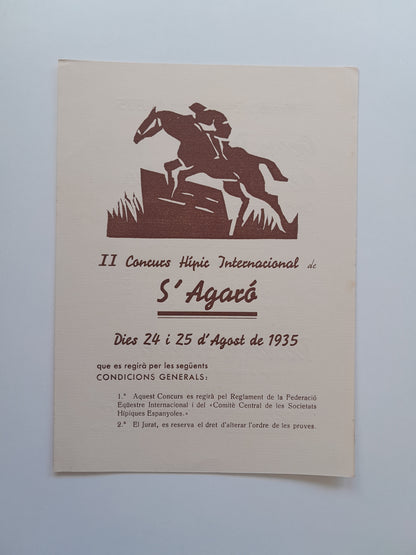 PROGRAMA II CONCURS HÍPIC DE S'AGARÓ (SANT FELIU DE GUÍXOLS, 1935)