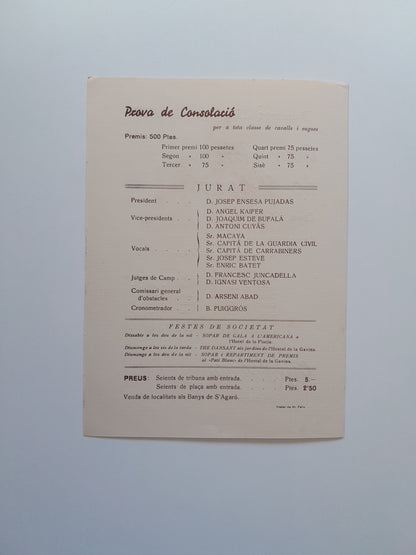 PROGRAMA II CONCURS HÍPIC DE S'AGARÓ (SANT FELIU DE GUÍXOLS, 1935)