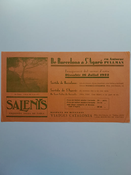 INAUGURACIÓ SERVEI D'AUTORCARS PULLMAN DE BARCELONA A S'AGARÓ (SANT FELIU DE GUÍXOLS, 1932)