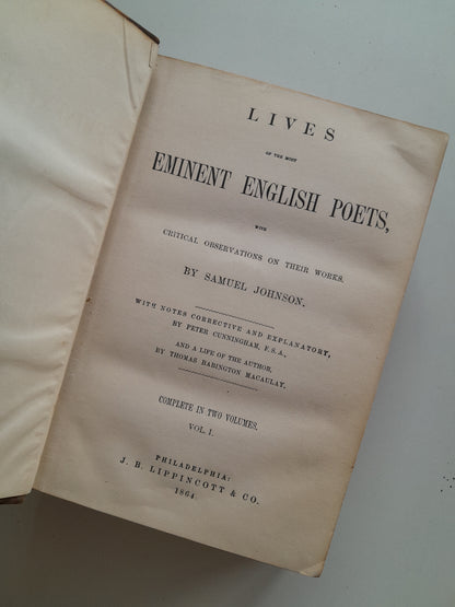 LIVES OF THE MOST EMINENT ENGLISH POETS (COMPLETA 2 TOMOS) - SAMUEL JOHNSON (J. B. LIPPINCOTT, 1864)