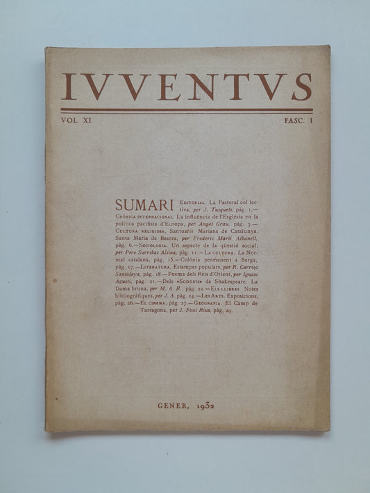 IUVENTUS (BARCELONA) - VOL. 11, NÚM. 1 (GENER 1932)