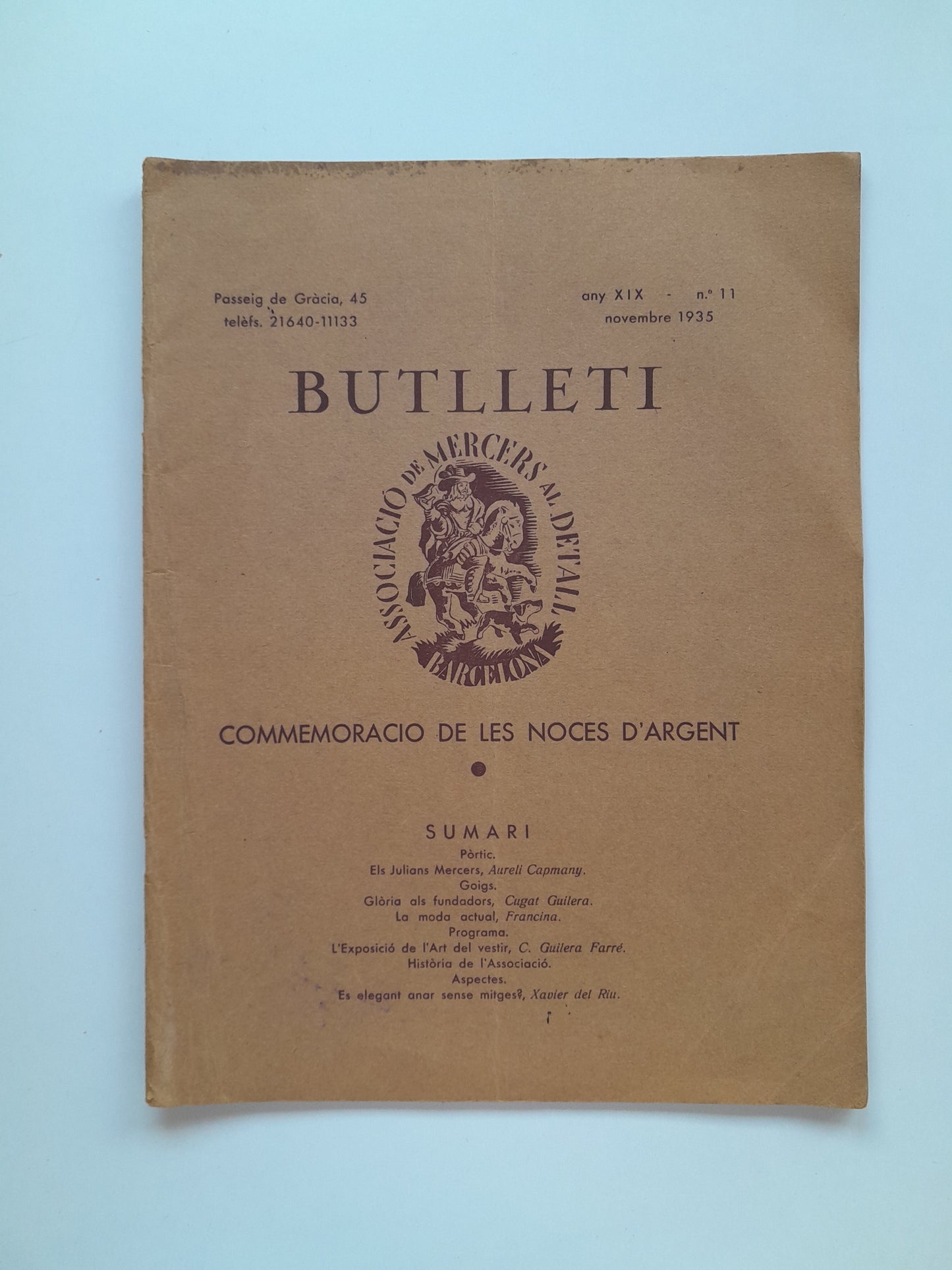 BUTLLETÍ ASSOCIACIÓ DE MERCERS AL DETALL (BARCELONA) - ANY 19, NÚM. 11 (NOVEMBRE 1935)