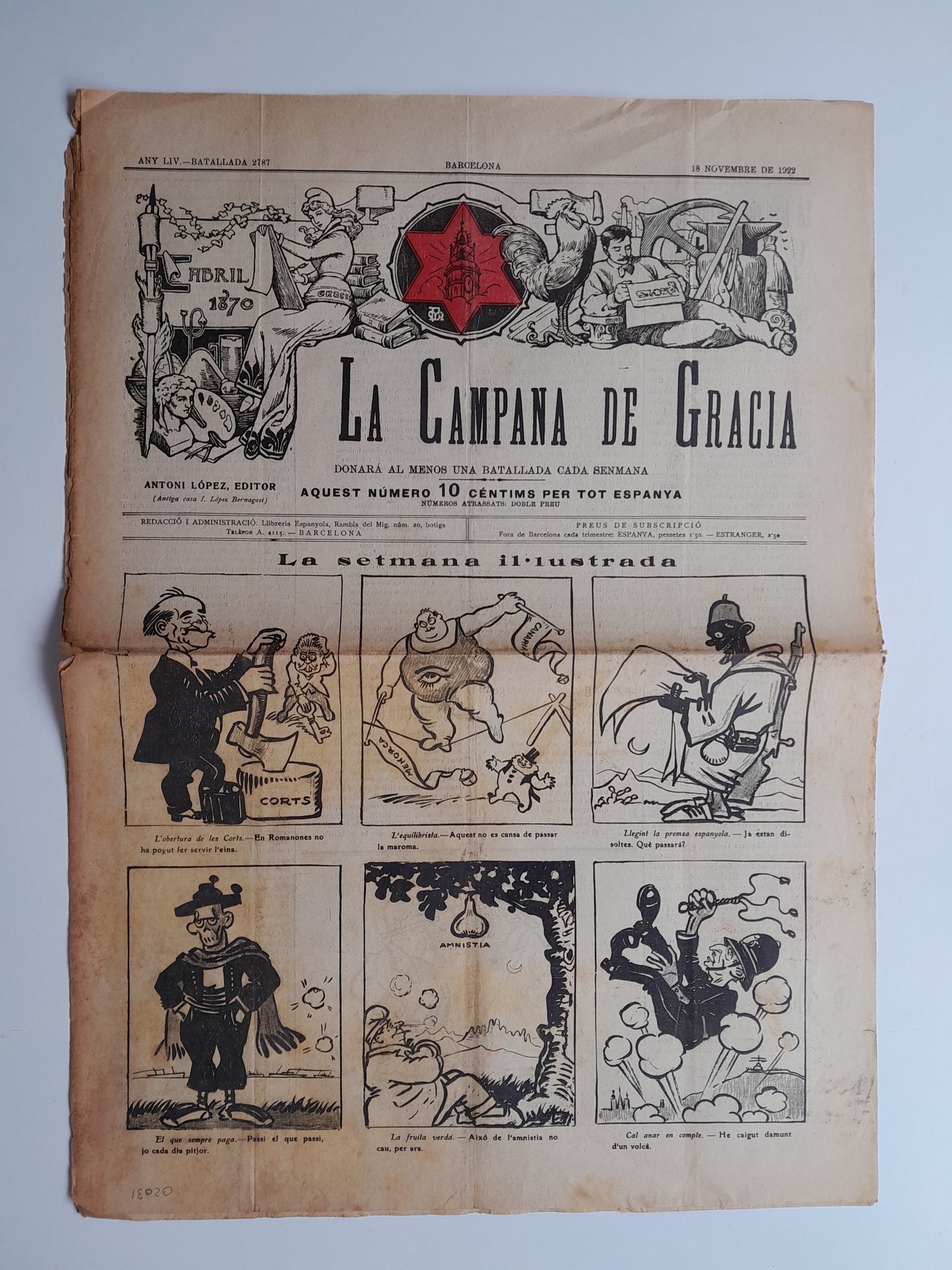 LA CAMPANA DE GRÀCIA (BARCELONA) - ANY 54, NÚM. 2752 (18 MARÇ 1922)
