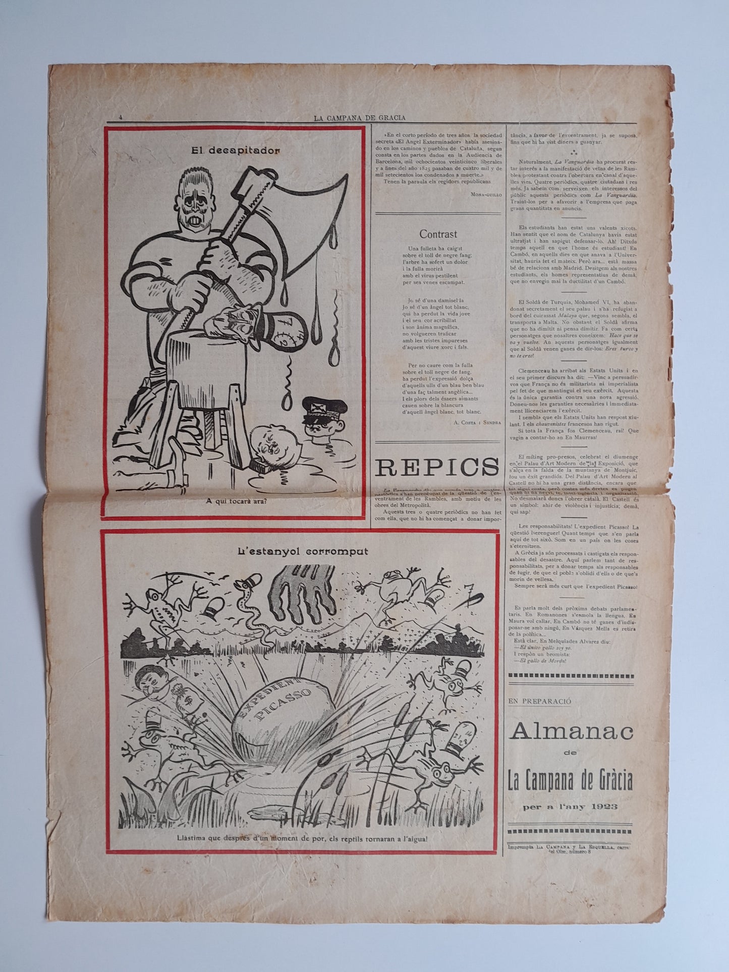 LA CAMPANA DE GRÀCIA (BARCELONA) - ANY 54, NÚM. 2757 (22 ABRIL 1922)