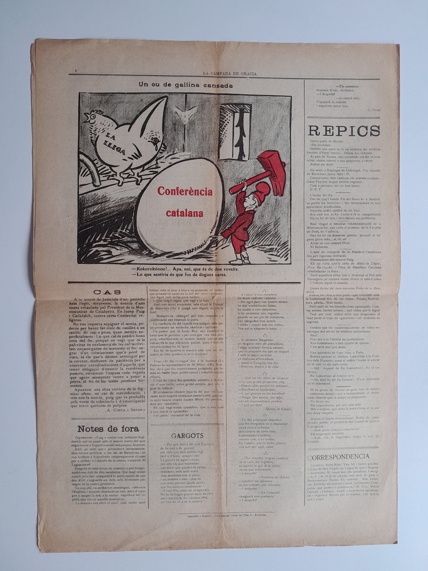 LA CAMPANA DE GRÀCIA (BARCELONA) - ANY 54, NÚM. 2758 (29 ABRIL 1922)