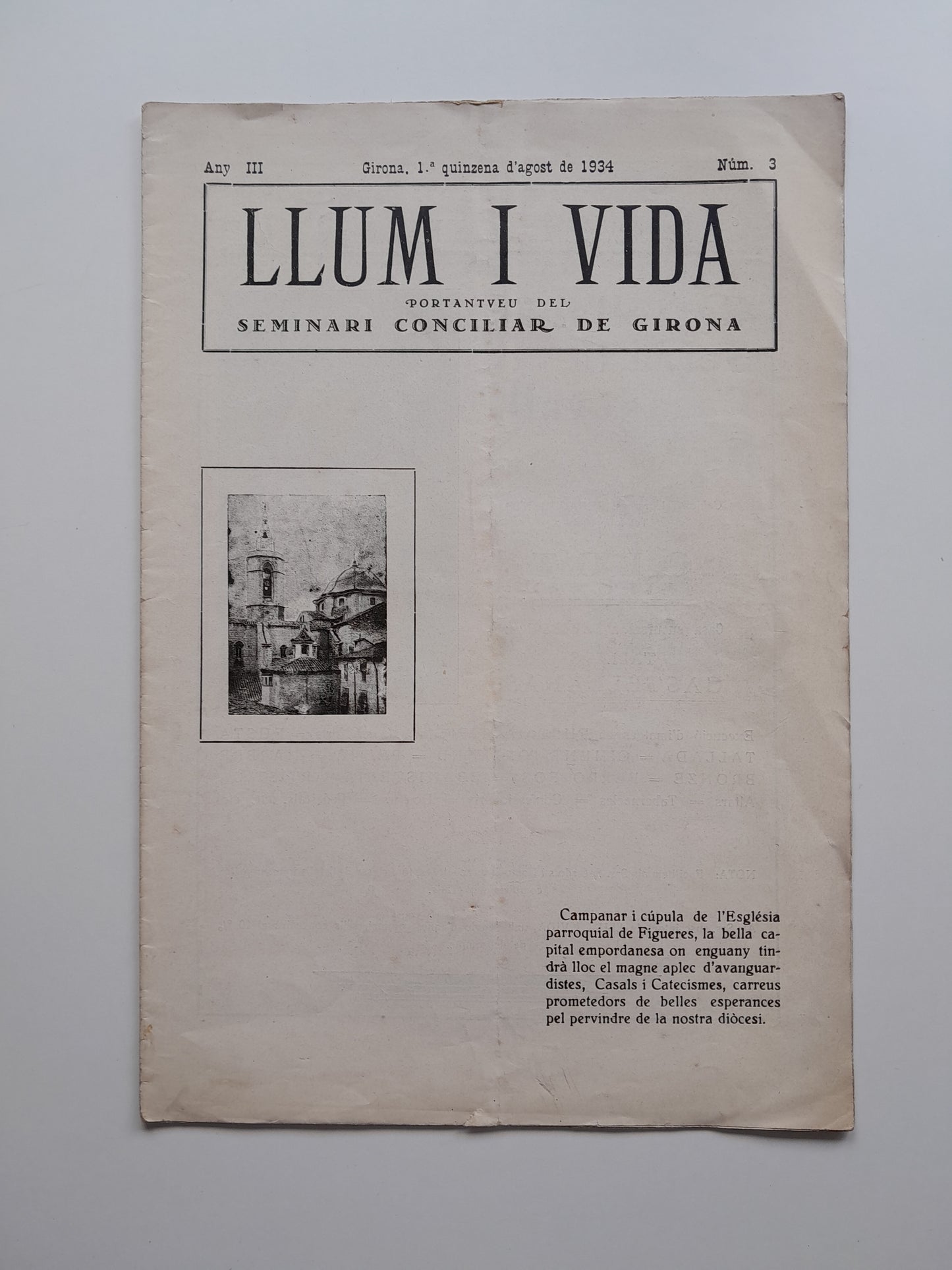 LLUM I VIDA (GIRONA) - ANY 3, NÚM. 3 (1 AGOST 1934)