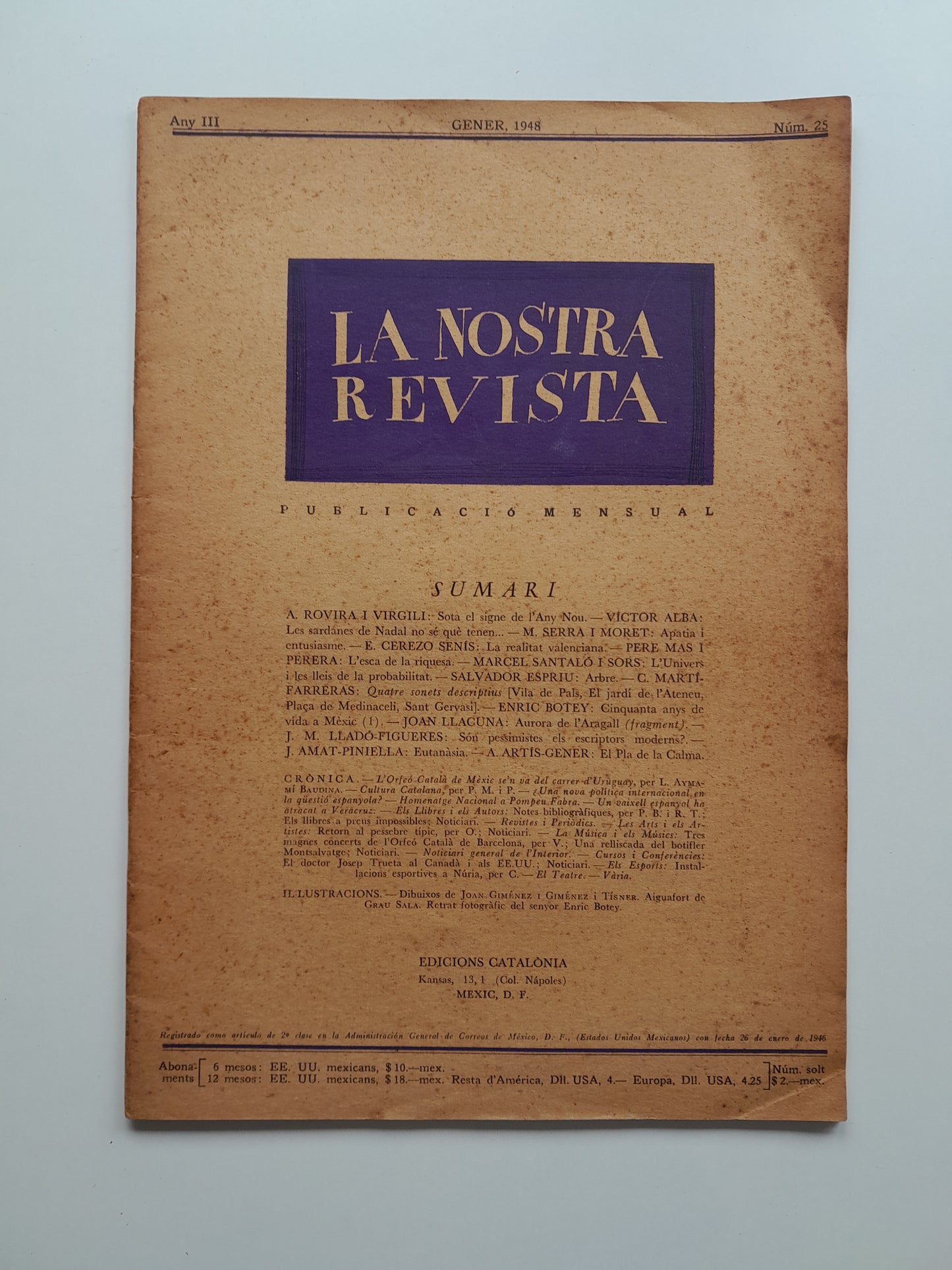 LA NOSTRA REVISTA (MÉXICO D.F.) - ANY 3, NÚM. 25 (GENER 1948)