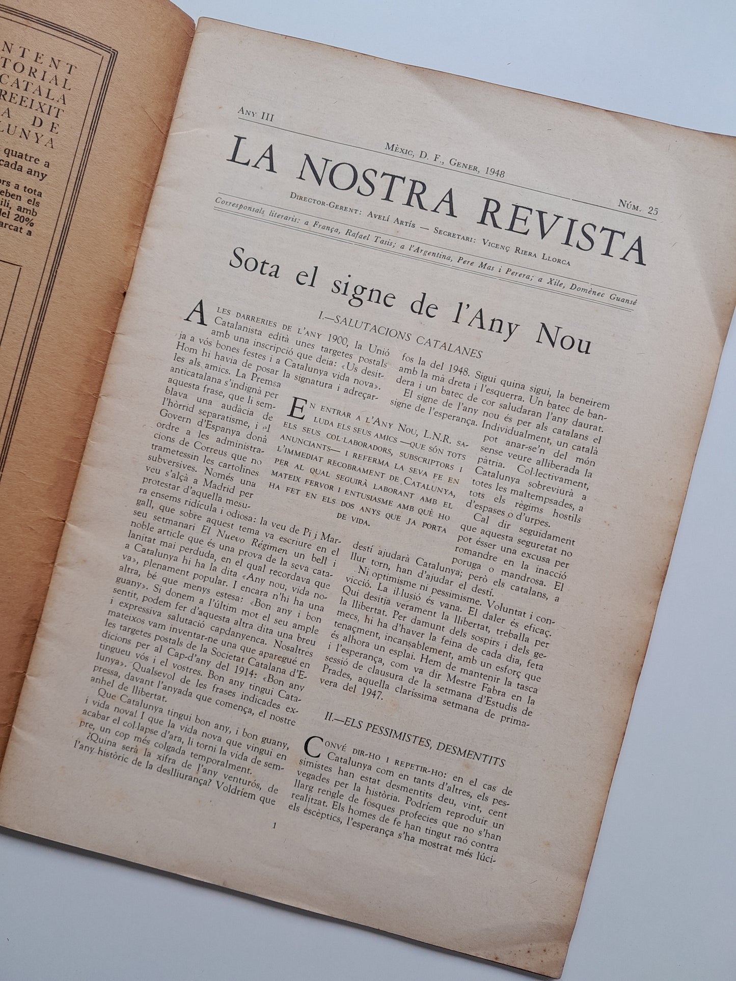 LA NOSTRA REVISTA (MÉXICO D.F.) - ANY 3, NÚM. 25 (GENER 1948)