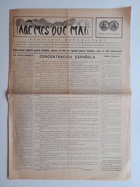 ARE MÉS QUE MAI. PERIÓDICO REPUBLICANO (BARCELONA) - NÚM. 4 (23 SETEMBRE 1932)