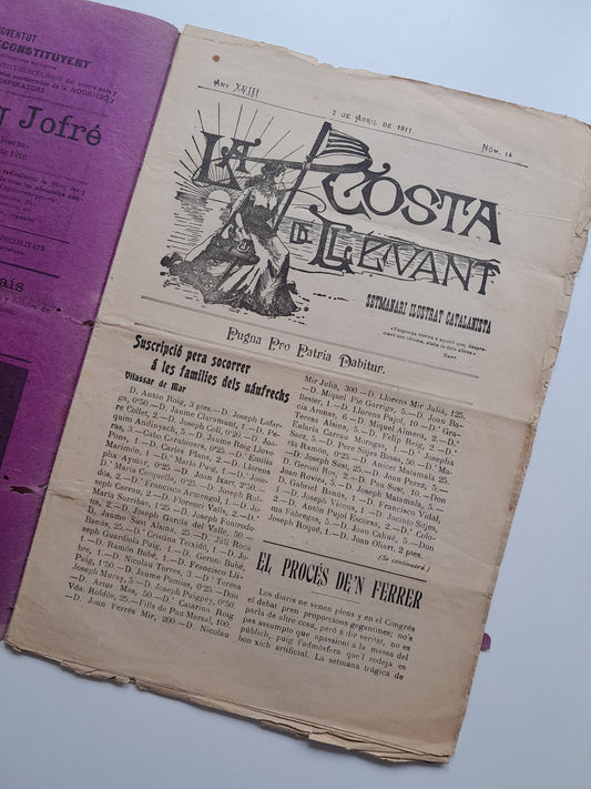 LA COSTA DE LLEVANT. SETMANARI ILUSTRAT CATALANISTA - ANY 18, NÚM. 14 (2 ABRIL 1911)