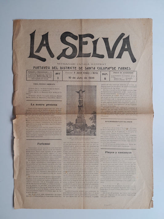 LA SELVA. SETMANARI CATALÀ ILUSTRAT (SANTA COLOMA DE FARNERS) - ANY 1, NÚM. 6 (10 JUNY 1906)